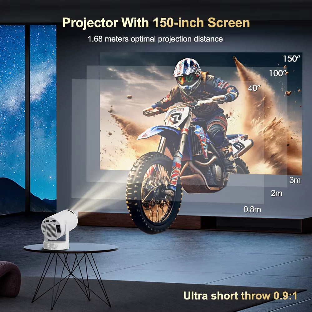 HY300 Ultra Android11.0 4K 720P Portable Projector Wifi6 BT5.4 Outdoor Home Theater Auto Keystone 2025 Update HY300 Pro+