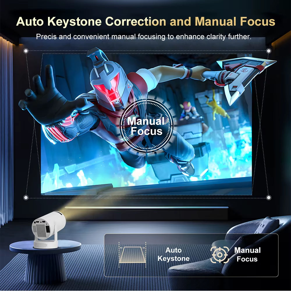 HY300 Ultra 4K Android11 Projector Wifi6 BT5.4 Pocket Outdoor Home Theater Auto Vertical Keystone 2025 New Release HY300